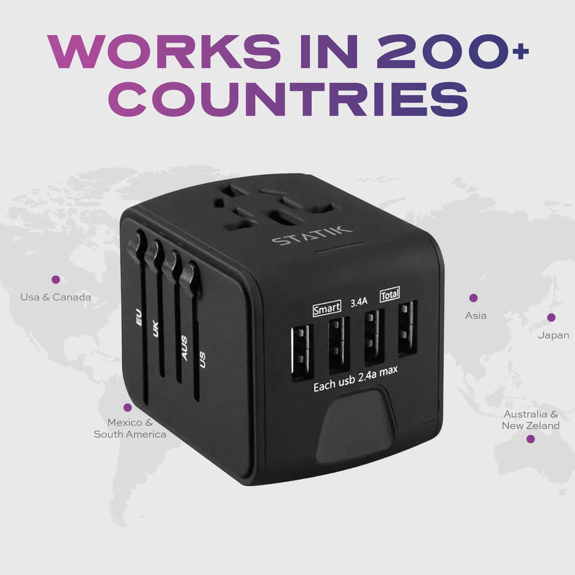 GloboCharge™ 12W | Universal Travel Adapter | Worldwide Power Plug Adapter - Image 6