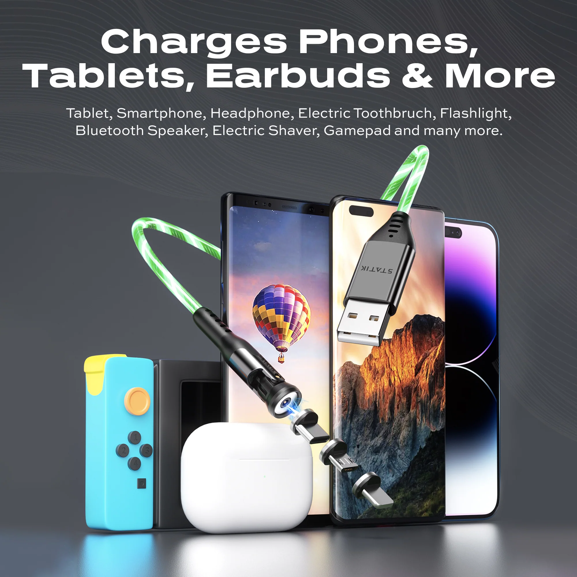 GloBright® 360 Green | Universal Magnetic Charge Cable - Image 3