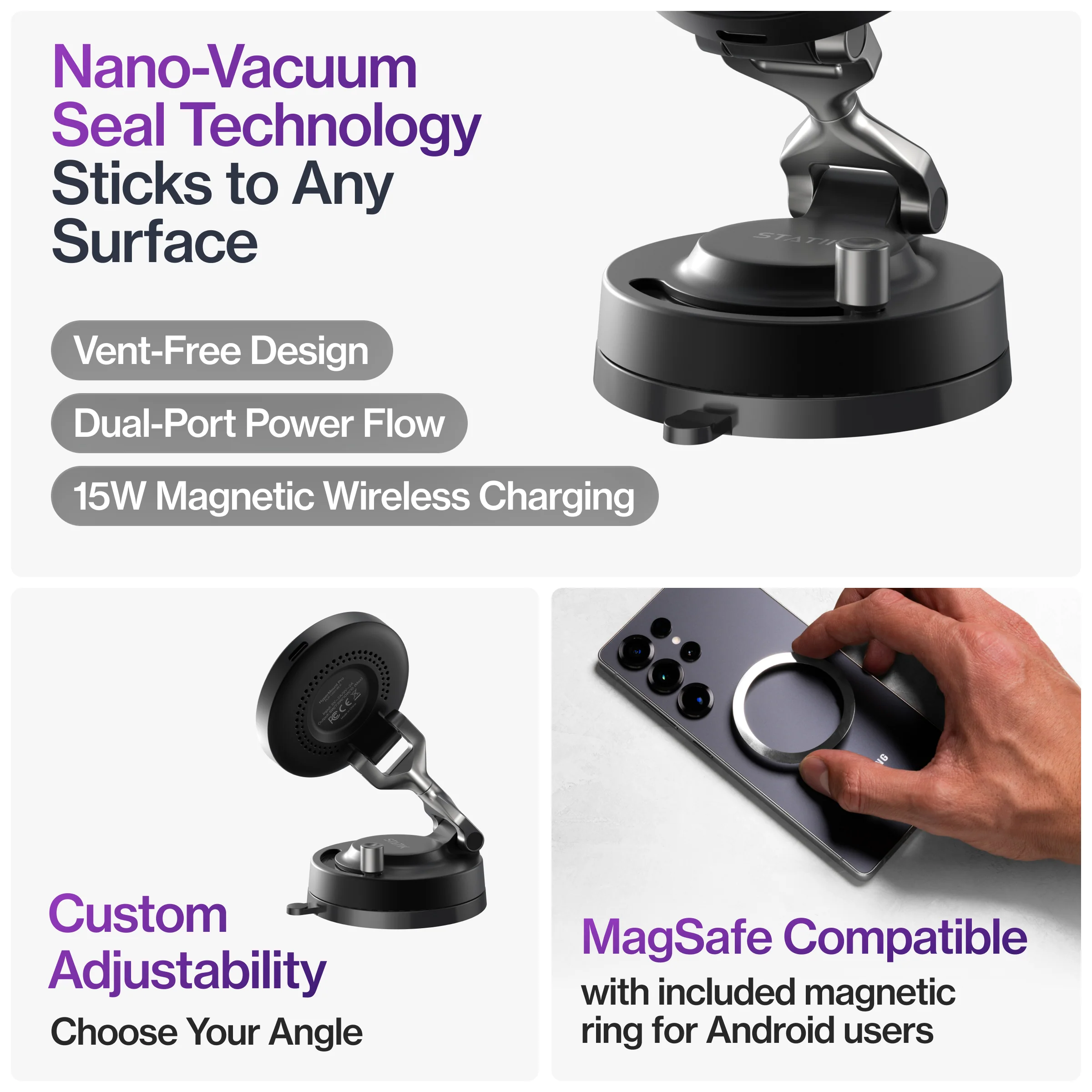 HyperMount Pro | 15W Wireless Charging Nano-Vacuum Mount - Image 9