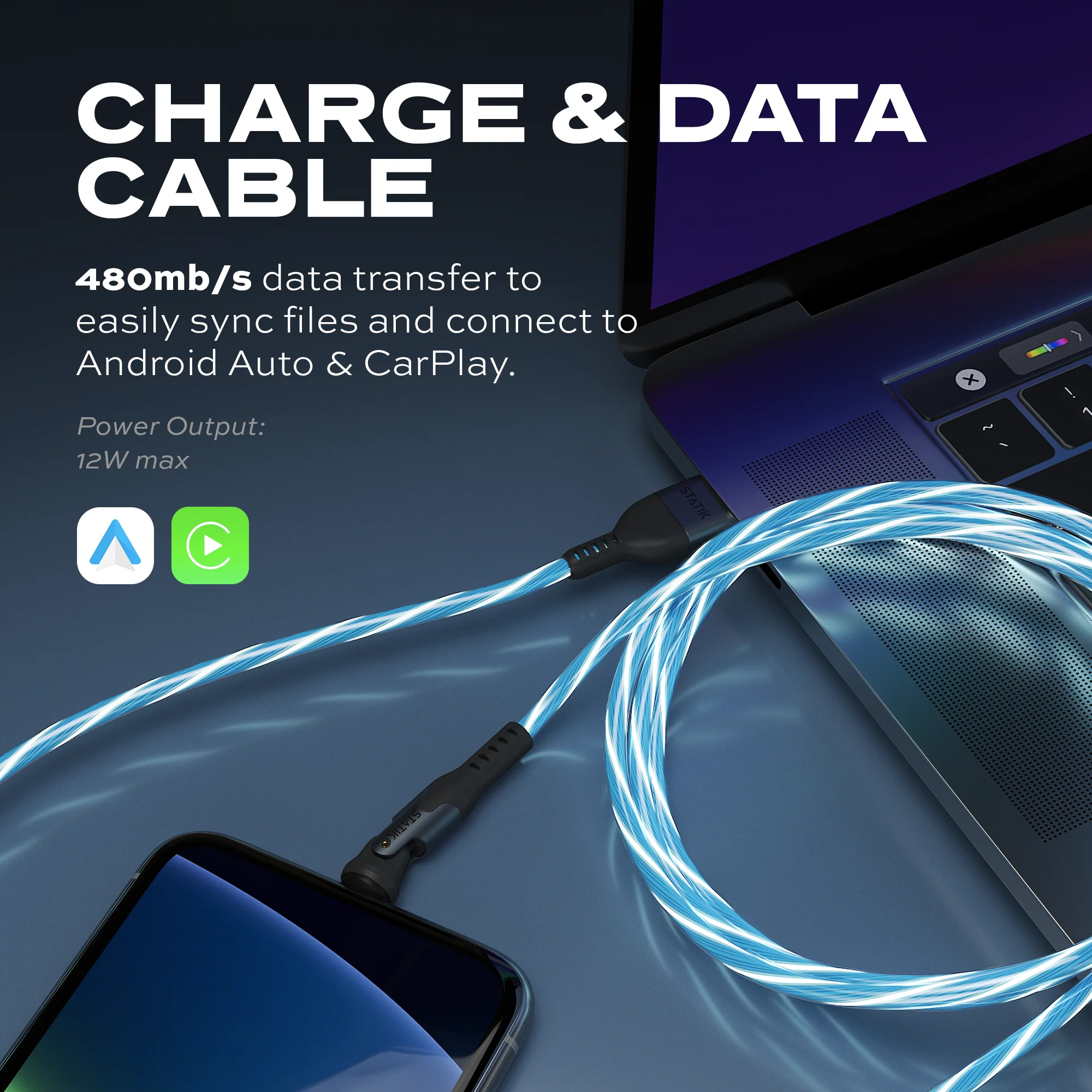 PowerPivot® GloBright® | USB-A to USB-C or Lightning | Data & Charge - Image 4