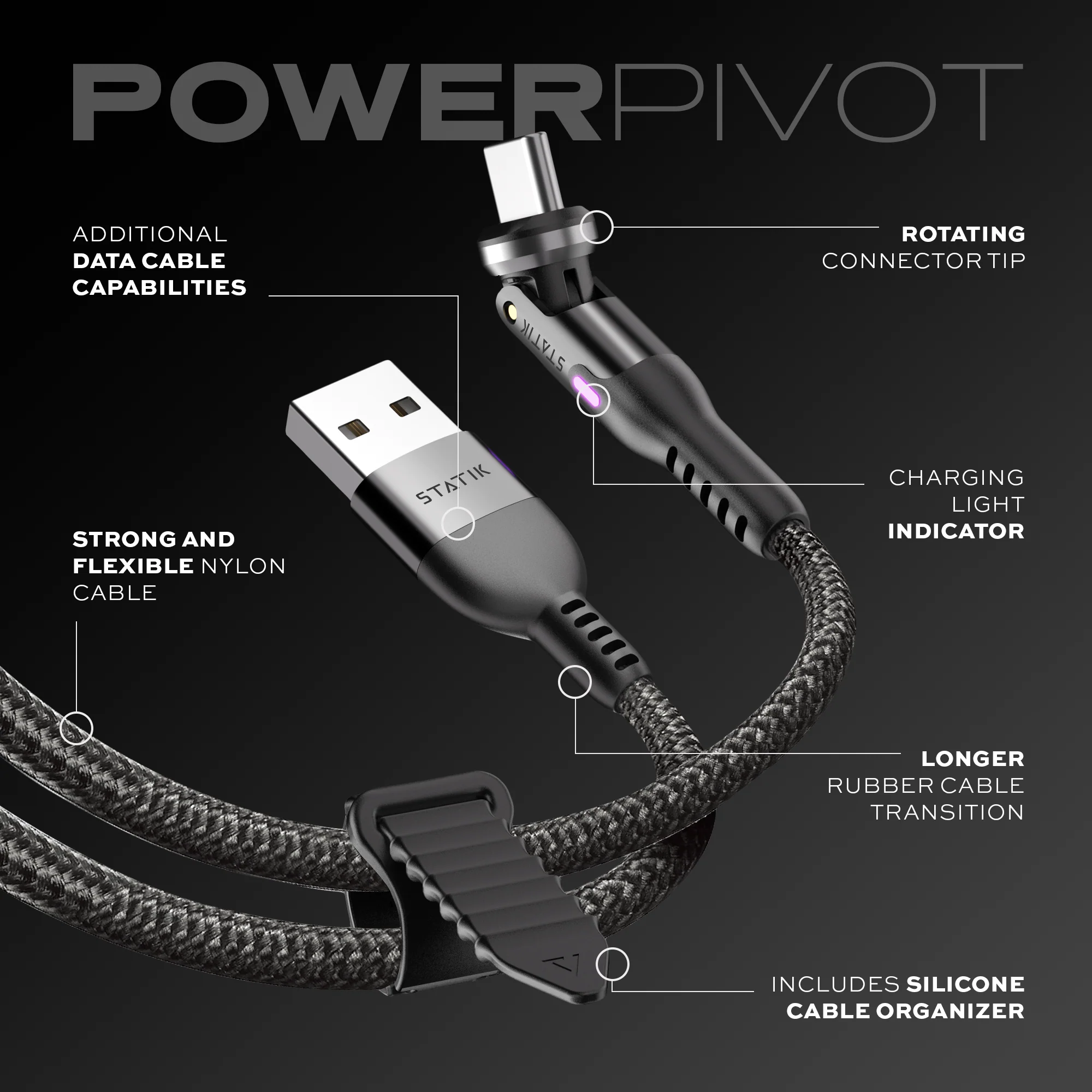 PowerPivot® | Charging & Data Transfer Cable | Rotating Head - Image 7