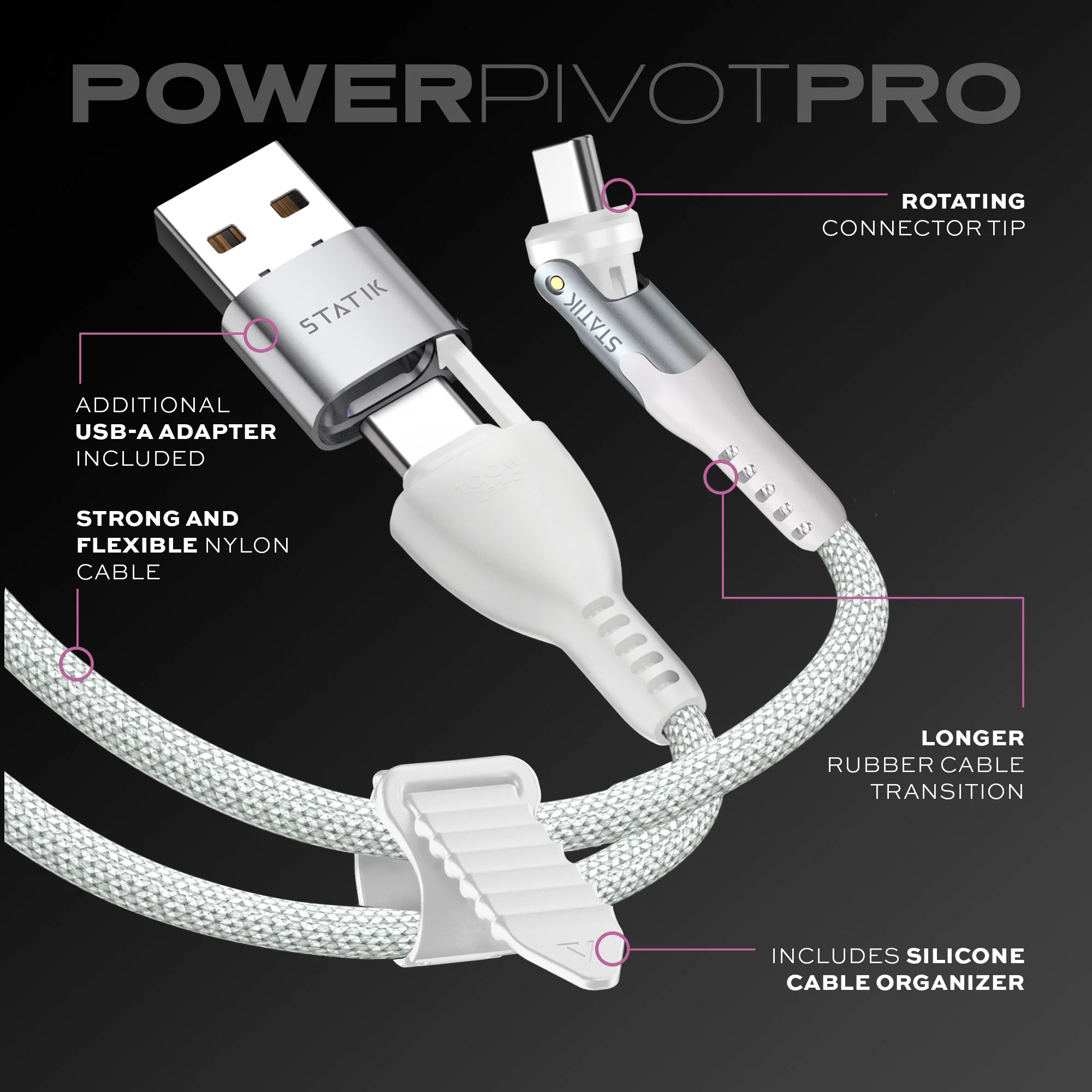 PowerPivot® Pro White | Fast Charge 100W Compatible | Data Transfer - Image 6
