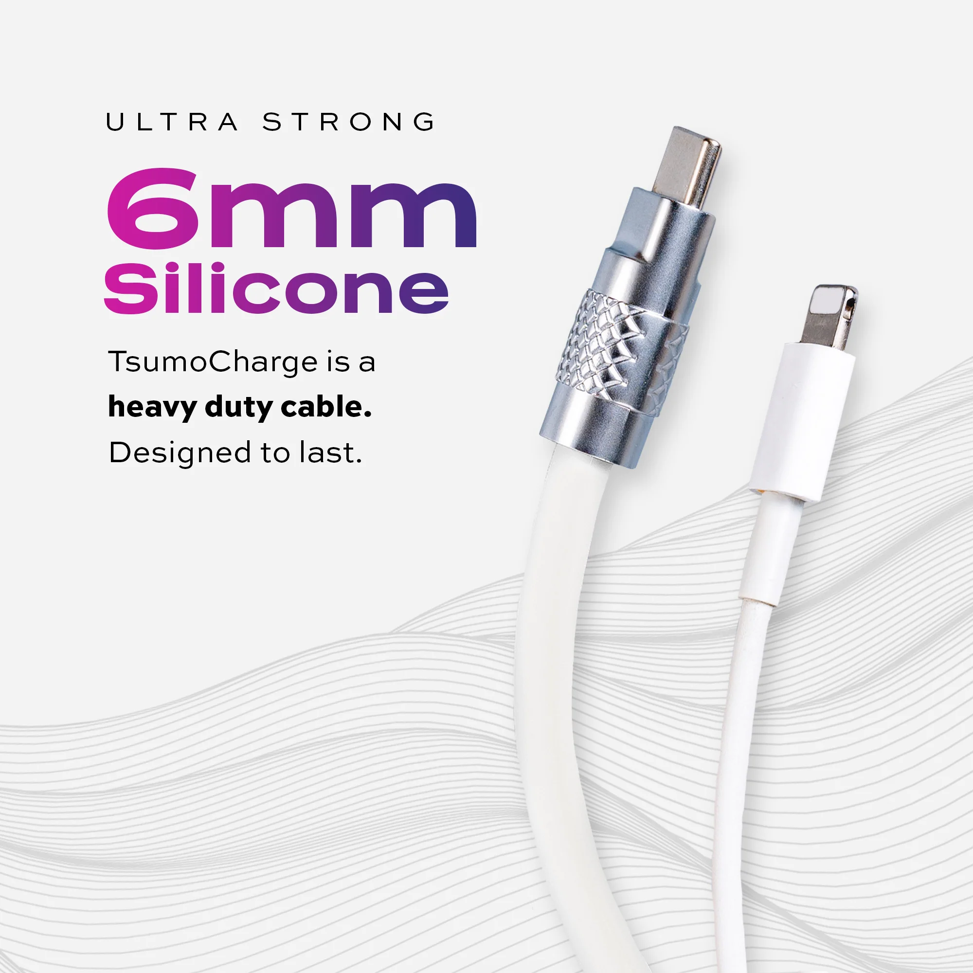 TsumoCharge® | 100W Silicone Charging Cable | White - Image 3