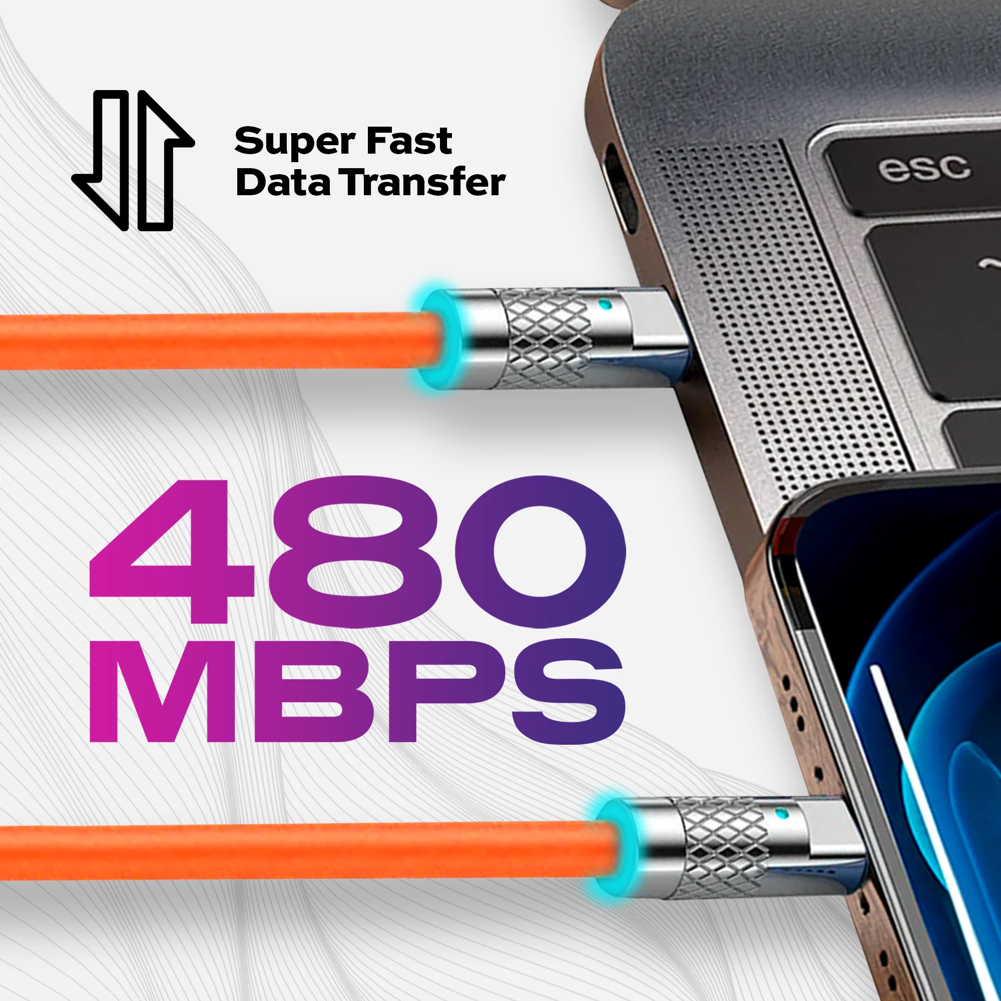 TsumoCharge® | 100W Silicone Charging Cable | Orange - Image 5